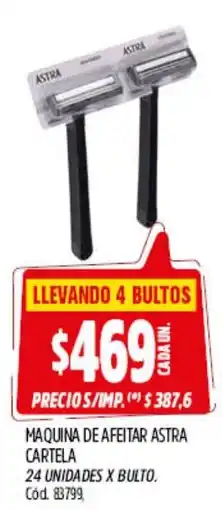 Supermercados Yaguar Astra maquina de afeitar cartela oferta
