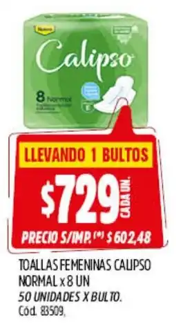 Supermercados Yaguar Calipso toallas femeninas normal oferta