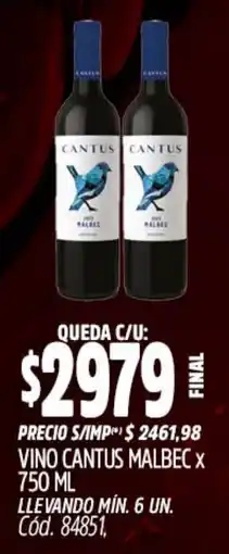 Supermercados Yaguar Cantus vino malbec oferta