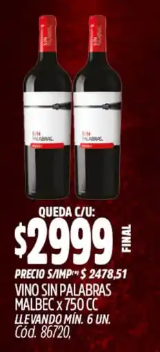 Supermercados Yaguar Sin palabras vino malbec oferta