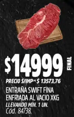 Supermercados Yaguar Swift entraña fina enfriada al vacio oferta