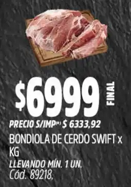 Supermercados Yaguar Swift bondiola de cerdo oferta