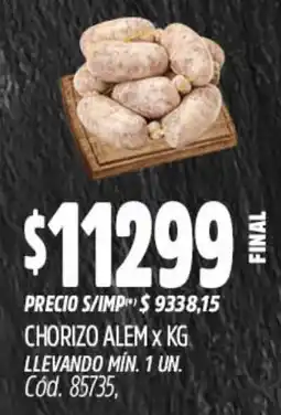 Supermercados Yaguar Chorizo alem oferta
