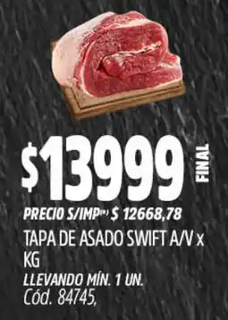 Supermercados Yaguar Swift tapa de asado a/v oferta