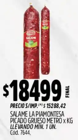Supermercados Yaguar Salame la piamontesa picado grueso metro oferta