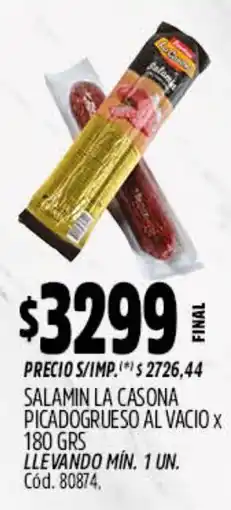 Supermercados Yaguar La casona salamin picadogrueso al vacio oferta