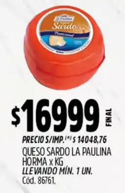 Supermercados Yaguar La paulina queso sardo horma oferta