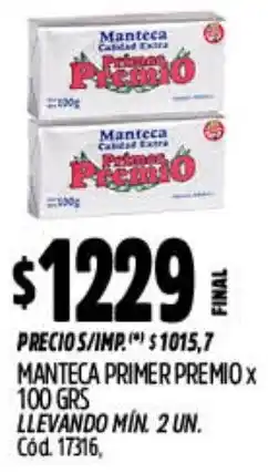 Supermercados Yaguar Primer premio manteca oferta
