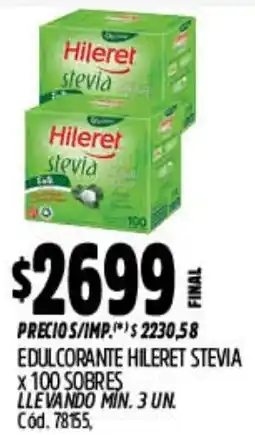 Supermercados Yaguar Hileret stevia edulcorante oferta
