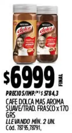 Supermercados Yaguar Dolca café mas aroma suave/trad. frasco oferta