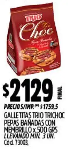 Supermercados Yaguar Trio trichoc galletitas pepas bañadas con membrillo oferta