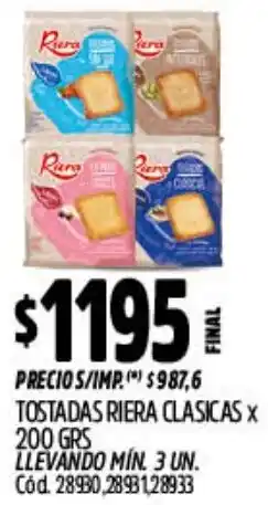 Supermercados Yaguar Riera tostadas clasicas oferta