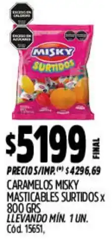 Supermercados Yaguar Misky caramelos masticables surtidos oferta