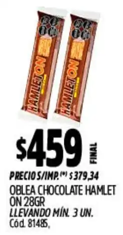 Supermercados Yaguar Hamlet on oblea chocolate oferta