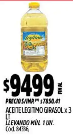 Supermercados Yaguar Legitimo aceite girasol oferta