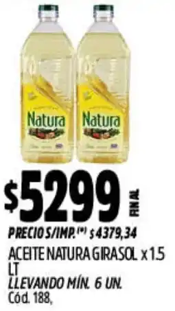 Supermercados Yaguar Natura aceite girasol oferta