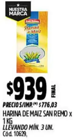 Supermercados Yaguar San remo harina de maiz oferta