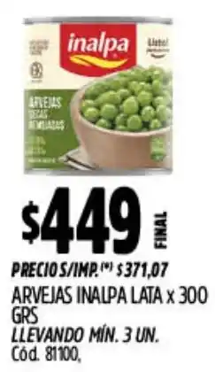 Supermercados Yaguar Inalpa arvejas lata oferta