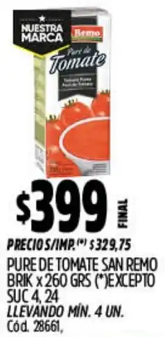 Supermercados Yaguar San remo pure de tomate brik oferta