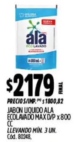 Supermercados Yaguar Ala jabon liquido ecolavado max d/p oferta