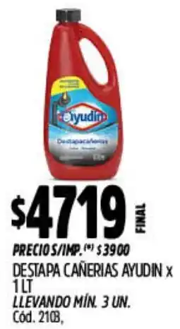 Supermercados Yaguar Ayudín destapa cañerias oferta