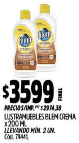Supermercados Yaguar Blem lustramuebles crema oferta