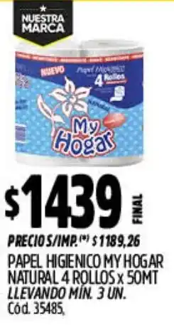 Supermercados Yaguar My hogar papel higienico natural oferta