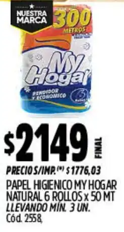 Supermercados Yaguar My hogar papel higienico natural oferta