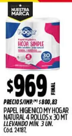 Supermercados Yaguar My hogar papel higienico natural oferta
