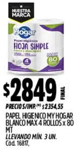 Supermercados Yaguar My hogar papel higienico blanco oferta