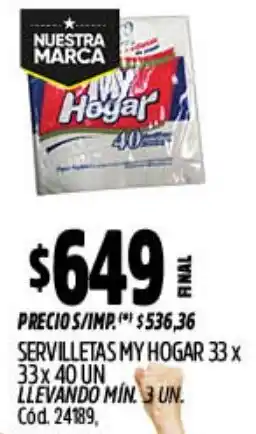 Supermercados Yaguar My hogar servilletas oferta