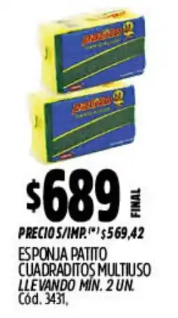 Supermercados Yaguar Esponja patito cuadraditos multiuso oferta