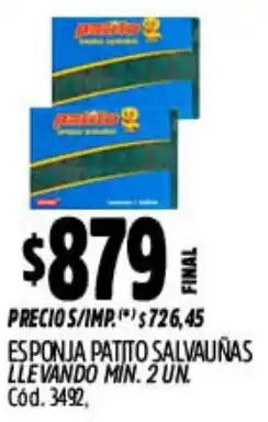 Supermercados Yaguar Esponja patito salvaunas oferta