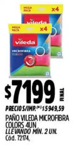 Supermercados Yaguar Paño vileda microfibra colors oferta
