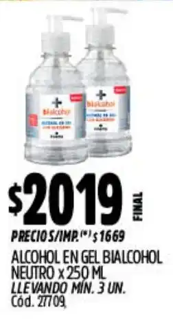 Supermercados Yaguar Bialcohol neutro alcohol en gel oferta