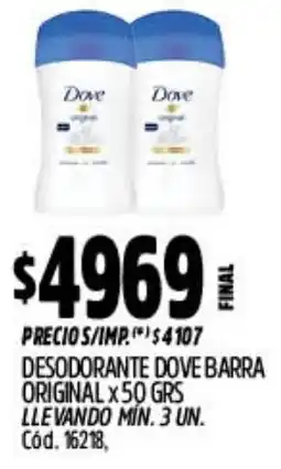 Supermercados Yaguar Dove desodorante barra original oferta