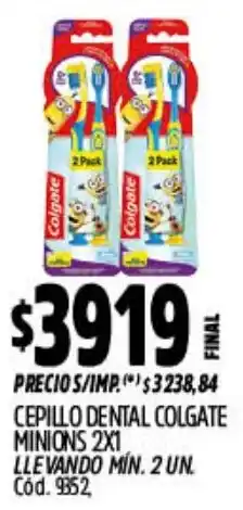 Supermercados Yaguar Colgate cepillo dental minions 2x1 oferta