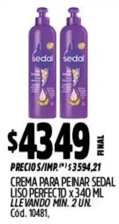 Supermercados Yaguar Sedal crema para peinar liso perfecto oferta