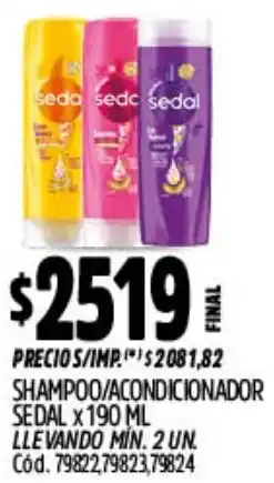 Supermercados Yaguar Sedal shampoo/acondicionador oferta