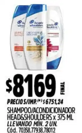 Supermercados Yaguar Head&shoulders shampoo/acondicionador oferta