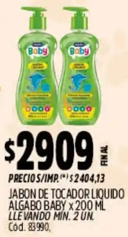 Supermercados Yaguar Algabo baby jabon de tocador liquido oferta