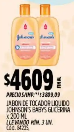 Supermercados Yaguar Johnson's babys jabon de tocador liquido glicerina oferta