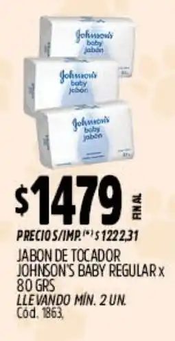 Supermercados Yaguar Johnson's baby jabon de tocador regular oferta