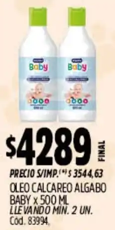 Supermercados Yaguar Algabo baby oleo calcareo oferta