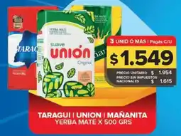 Carrefour Maxi Taragui/union/mañanita yerba mate oferta