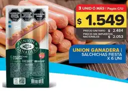 Carrefour Maxi Union ganadera salchichas fiesta oferta
