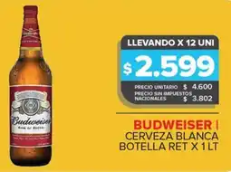 Carrefour Maxi Budweiser cerveza blanca botella ret oferta