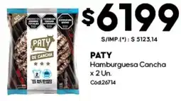 Diarco Paty hamburguesa cancha oferta