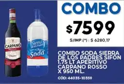 Diarco Combo soda sierra de los padres sifon 1.75 lt aperitivo carpano rosso oferta