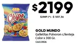 Diarco Gold mundo galletitas polvoron c/lenteja color oferta
